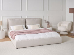 Beliani Bed Fabric Bajonna 180 X 200 Cm (Eu Super King) Beige - thumbnail 2