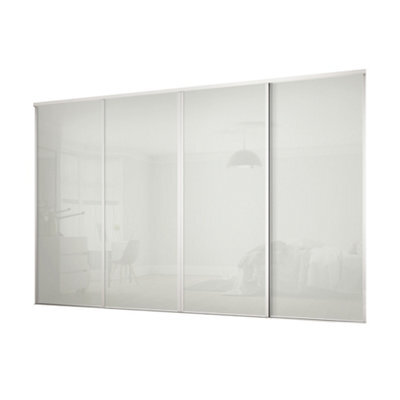 Spacepro Classic Non-Mirrored Matt Arctic White 4 Door Sliding Wardrobe Door Kit (H)2220mm (W)2978mm - image 1