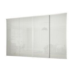 Spacepro Classic Non-Mirrored Matt Arctic White 4 Door Sliding Wardrobe Door Kit (H)2220mm (W)2978mm - thumbnail 1