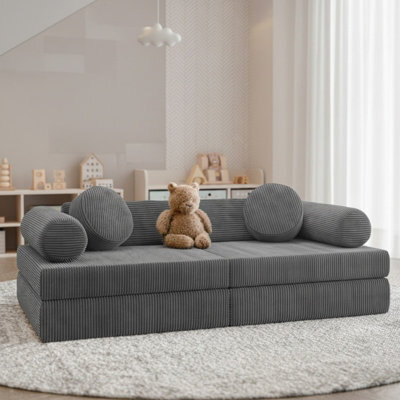 Living Room Upholstered Bench With Foam Core, Freestanding Design Plus Loose Back Cushions 130 X 65 X 43 Grey - image 1