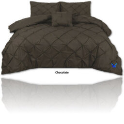 TheWhiteWater Limited Pintuck Duvet Cover Set + Matching Pillowcases With Bedsheet - 3In1 Hotel Style Bedding Set - Chocolate Brown - thumbnail 8