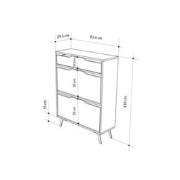 Decortie Modern Asta Shoe Cabinet Anthracite Grey 2 Storage Door For Shoes And Drawer Accessory Organizer 81.6(W)X29.5(D)X110(H)Cm - thumbnail 3