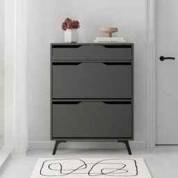 Decortie Modern Asta Shoe Cabinet Anthracite Grey 2 Storage Door For Shoes And Drawer Accessory Organizer 81.6(W)X29.5(D)X110(H)Cm - thumbnail 4