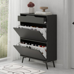 Decortie Modern Asta Shoe Cabinet Anthracite Grey 2 Storage Door For Shoes And Drawer Accessory Organizer 81.6(W)X29.5(D)X110(H)Cm - thumbnail 6
