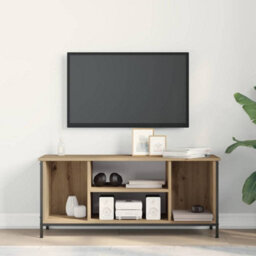 Berkfield Sturdy Tv Stand Artisan Oak Engineered Wood, Metal 102 X 35 X 45 Cm - thumbnail 4
