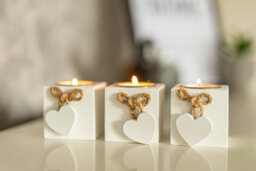 3Pc White Wooden Tealight Candle Holders Set