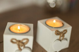3Pc White Wooden Tealight Candle Holders Set - thumbnail 3