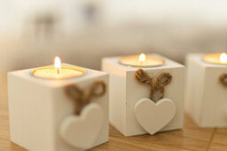 3Pc White Wooden Tealight Candle Holders Set - thumbnail 2