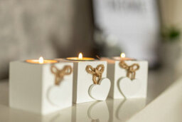 3Pc White Wooden Tealight Candle Holders Set - thumbnail 5