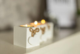 3Pc White Wooden Tealight Candle Holders Set - thumbnail 7