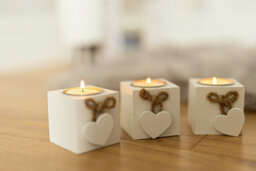 3Pc White Wooden Tealight Candle Holders Set - thumbnail 6