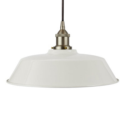 Pale Grey Chancery Painted Dome Pendant Light With Brushed Chrome Lamp Holder And Black Round Cable - Se Home - image 1