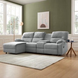 Home Detail Jacob 3 Seater Manual Recliner Sofa With Left Hand Chaise, Light Grey Linen - thumbnail 2