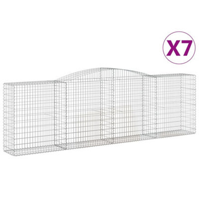 Berkfield Durable Arched Gabion Baskets 7 Pcs 400X50X120/140 Cm Galvanised Iron - image 1