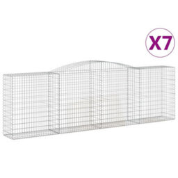 Berkfield Durable Arched Gabion Baskets 7 Pcs 400X50X120/140 Cm Galvanised Iron - thumbnail 1