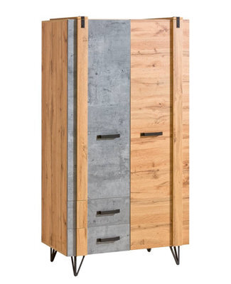 Arte Urban Storage Excellence: Lofter Wardrobe, Oak Wotan & Concrete, H1871mm W901mm D553mm - image 1
