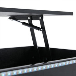 Abrihome Lift-Top Coffee Table, Highgloss Centre Table With 1 Drawers & Led Lights, Hidden Storage Space, Tea Table, For Livingroom, Black - thumbnail 9