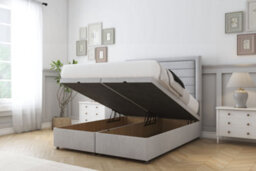 "Comfort Anna Silver Naples Ottoman Bed Base With 26"" Strutted Headboard 5' King" - thumbnail 2