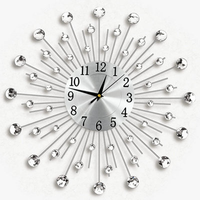 50Cm Crystal Diamond Flower Wall Clock Modern Silent Decorative Clock - image 1