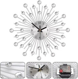 50Cm Crystal Diamond Flower Wall Clock Modern Silent Decorative Clock - thumbnail 6