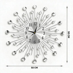 50Cm Crystal Diamond Flower Wall Clock Modern Silent Decorative Clock - thumbnail 2