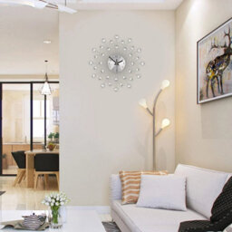 50Cm Crystal Diamond Flower Wall Clock Modern Silent Decorative Clock - thumbnail 4
