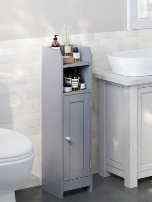 LEDREM Slim Bathroom Floor Storage Cabinet With Door And Shelves, Freestanding Bathroom Storage Unit, Adjustable Shelves - image 1