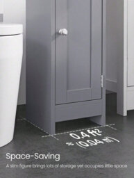LEDREM Slim Bathroom Floor Storage Cabinet With Door And Shelves, Freestanding Bathroom Storage Unit, Adjustable Shelves - thumbnail 8