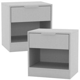 Urbn-Living Urbnliving 45Cm Width 1-Drawer Bedside White Table Cabinet Nightstand Storage Shelf Bedroom Furniture Unit Set Of 2 - thumbnail 1