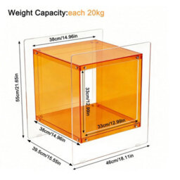 Aesome L46Xw39.5Xh55Cm Square Clear Acrylic Bedside Nightstand Modern Living Room Side Table With Shelf,orange - thumbnail 2