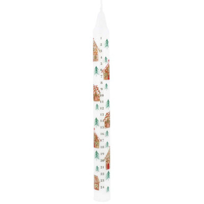 Gisela Graham Christmas Gingerbread Advent Calendar Candle, 24 X 2 Cm, 24-Day Countdown Scented Candle