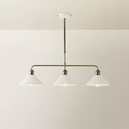 Valuelights Burford White Ceramic Ribbed 3 Drop Diner Ceiling Light With Bulbs - thumbnail 3