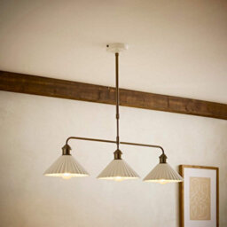 Valuelights Burford White Ceramic Ribbed 3 Drop Diner Ceiling Light With Bulbs - thumbnail 1