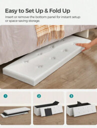 LEDREM 110 Cm Ottoman Storage Box, Foldable Storage Bench, Chest With Lid, Footstool, Padded Seat, Classic White - thumbnail 8