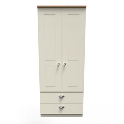Albert 2 Door 2 Drawer Wardrobe In Cream Ash & Oak (Ready Assembled) - image 1