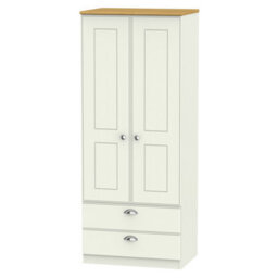 Albert 2 Door 2 Drawer Wardrobe In Cream Ash & Oak (Ready Assembled) - thumbnail 7