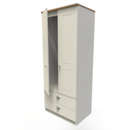 Albert 2 Door 2 Drawer Wardrobe In Cream Ash & Oak (Ready Assembled) - thumbnail 5