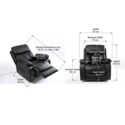 More4Homes Chester Electric Bonded Leather Automatic Recliner Armchair Sofa Home Lounge Chair (Black) - thumbnail 9