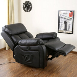 More4Homes Chester Electric Bonded Leather Automatic Recliner Armchair Sofa Home Lounge Chair (Black) - thumbnail 7