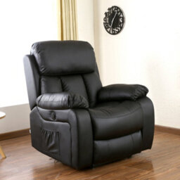 More4Homes Chester Electric Bonded Leather Automatic Recliner Armchair Sofa Home Lounge Chair (Black) - thumbnail 1