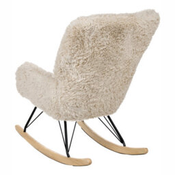 Beliani Rocking Chair Akra Faux Fur Light Beige - thumbnail 6
