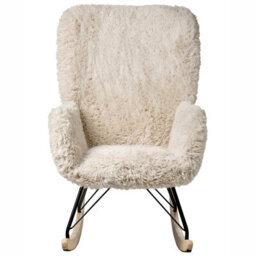 Beliani Rocking Chair Akra Faux Fur Light Beige - thumbnail 5