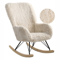 Beliani Rocking Chair Akra Faux Fur Light Beige