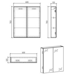 Plum&clay Marvel Bathroom Double Mirrored Wall Cabinet (H)703mm (W)600mm - thumbnail 3