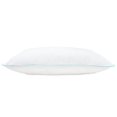 Lancashire Textiles Cotton Pillow Pack Of 2, Blue Piping Edge, Hollowfibre Filled Medium Firmness And Support Bed Cushion  - image 1