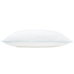 Lancashire Textiles Cotton Pillow Pack Of 2, Blue Piping Edge, Hollowfibre Filled Medium Firmness And Support Bed Cushion 