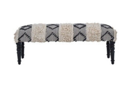 Buttercup Farm Cefena Black And White Moroccan Bench - Wood/textile - L40 X W120 X H40 Cm - thumbnail 2