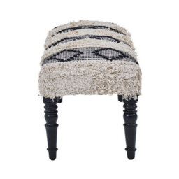 Buttercup Farm Cefena Black And White Moroccan Bench - Wood/textile - L40 X W120 X H40 Cm - thumbnail 5