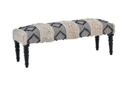 Buttercup Farm Cefena Black And White Moroccan Bench - Wood/textile - L40 X W120 X H40 Cm - thumbnail 4