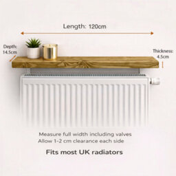 Mkgt Solid Wood Radiator Shelf, No Drill With Brackets, Handmade In Uk (Dark Oak, 120Cm) - thumbnail 6